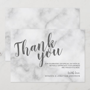 Convite Agradecimento de Casamento de Mármore Branco Elega