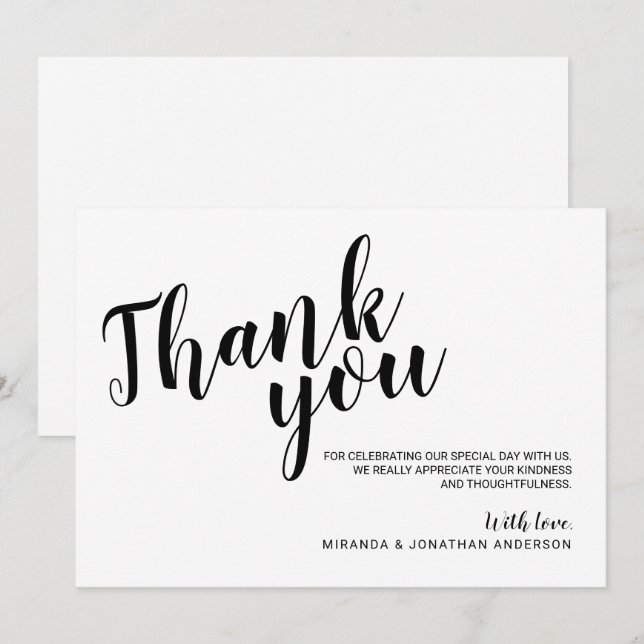 Convite Agradecimento de Casamento em Letra Moderna (Frente/Verso)
