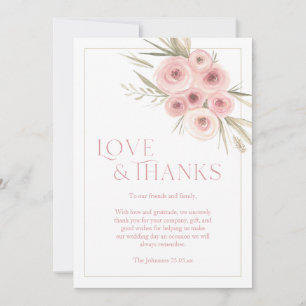 Convite Agradecimento de Casamento Floral Elegante Rosa