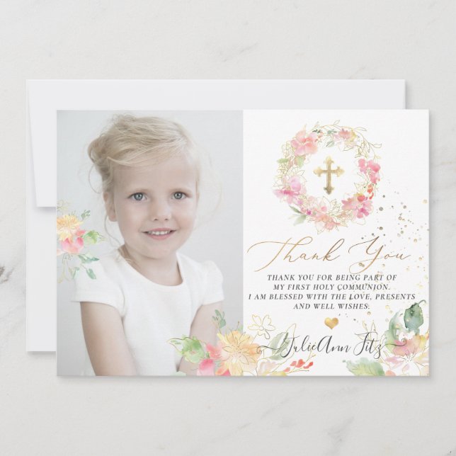 Convite Agradecimento de Ervilhas Doce Aguarela Coradas (Frente)