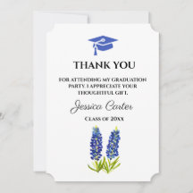 Agradecimento de formatura floral Bluebonnets 