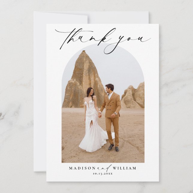 Convite Agradecimento de Foto de Casamento Simples e Elega (Frente)