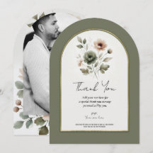 Agradecimento Floral em Aquarela em Tons de Oliva 