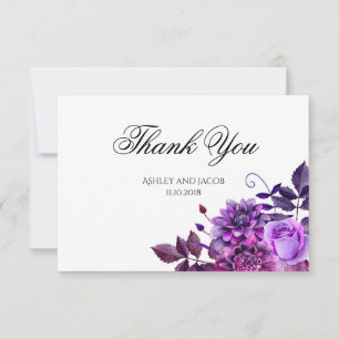 Convite Agradecimento floral. Nota de casamento com flores