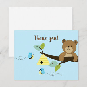 Convite Agradecimentos Urso de Mel Azul Abelha Bumble Bo F