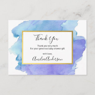 Convite Agradeço com aquarela AZUL Branco CHUVEIRO de bebê