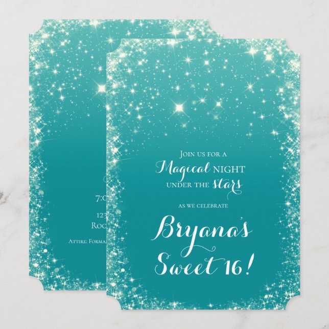 Convite Água Azul Celeste Noite Estrelada Céu Celestial Do (Frente/Verso)