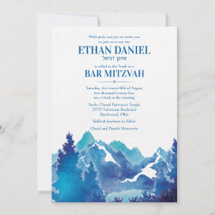 Convite Água Azul Majestosa Montanha Aquarela Bar Mitzvah