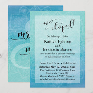 Convite Água Azul Turquesa com Efeito Ombre em Aquarela Ma