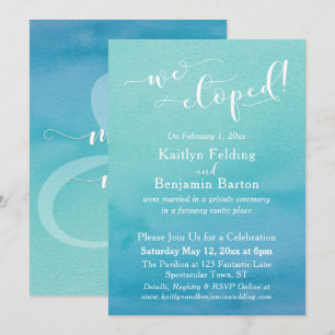 Convite Água Azul Turquesa com Efeito Ombre em Aquarela No