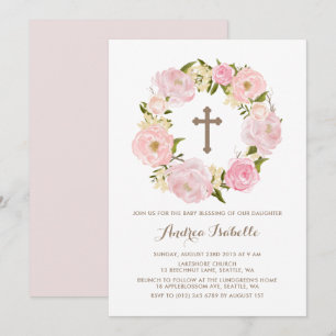 Convite Água Blush Pink Pink Wreath Baby Blush