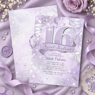 Convite Água Colorida Espelhada Sweet 16 Violeta ID1333