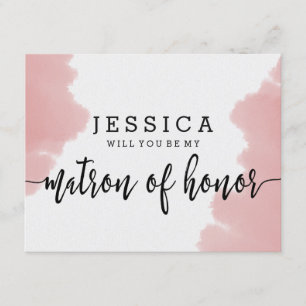 Convite Água Colorida Rosa Você Será Minha Dama de Honra