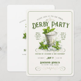 Convite Água de Festa Moderna de Derby Aquarela Mint Julep