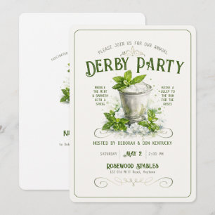 Convite Água de Festa Moderna de Derby Aquarela Mint Julep