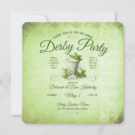 Convite Água de Festa Moderna de Derby em Aquarela Mint Ju