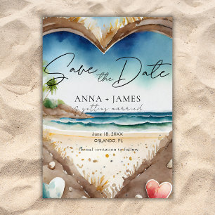 Convite Água de Verão na Praia em Aquarela Save The Date