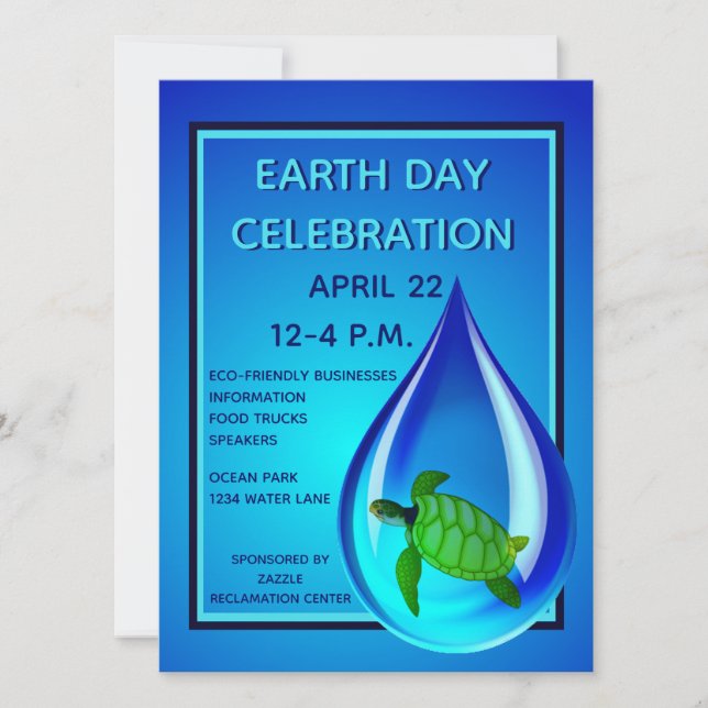 Convite Água e Tartaruga Marinha (Frente)