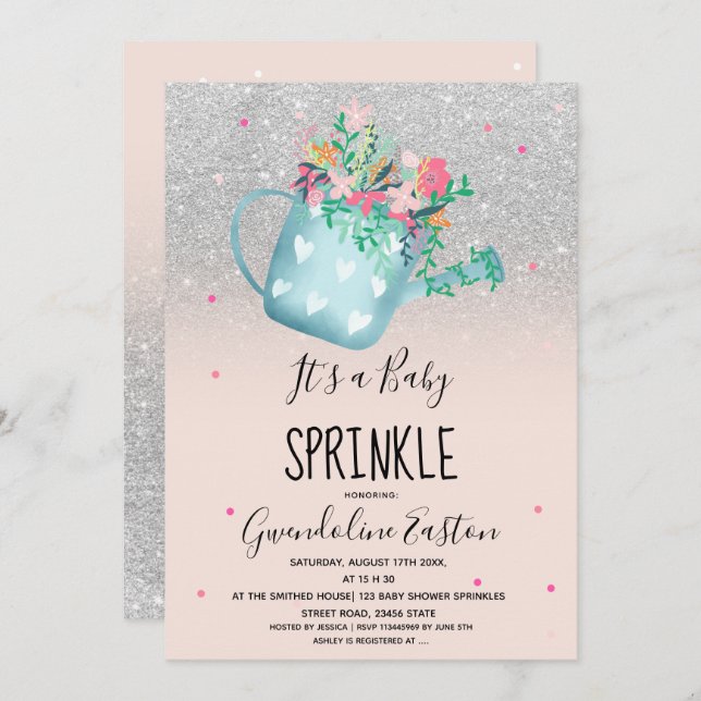 Convite Água flexível pode pratear chá de aspersão para be (Frente/Verso)