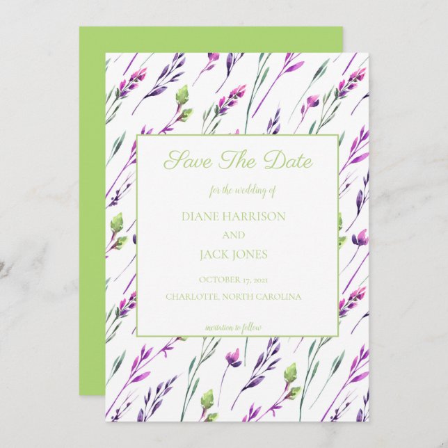 Convite Água-forte de Casamento para Salvar a Data (Frente/Verso)