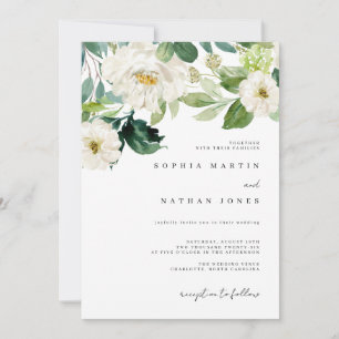 Convite Água-forte Floral Aquarela Verde Casamento