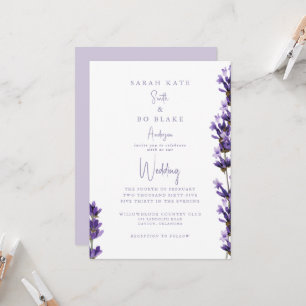 Convite Água-forte floral de lavanda sem pais no casamento