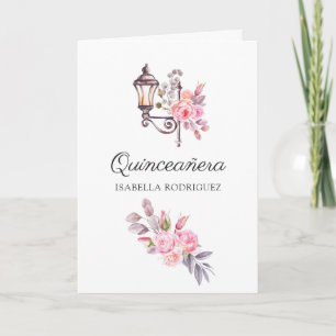 Convite Água-forte Floral Rosa Vintage Paris Quinceañera