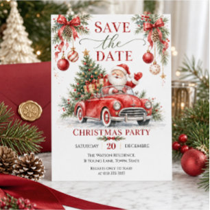 Convite Água-forte Papai Noel Carro Vermelho Natal Festa S