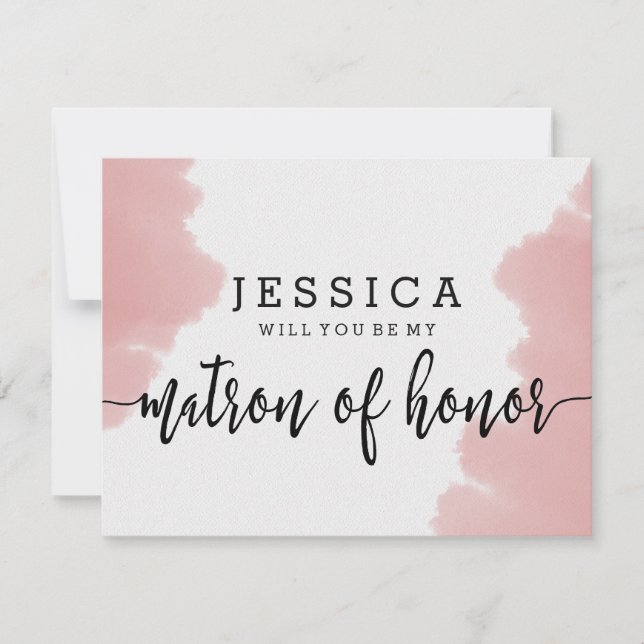 Convite Água-forte Rosa Será Minha Madrinha de Casamento (Frente)