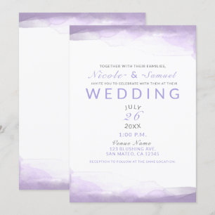 Convite Água-forte Roxo Lavanda Casamento Moderno Chic