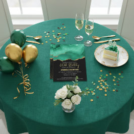 Convite Água-forte Verde Esmeralda Dourado Brilho