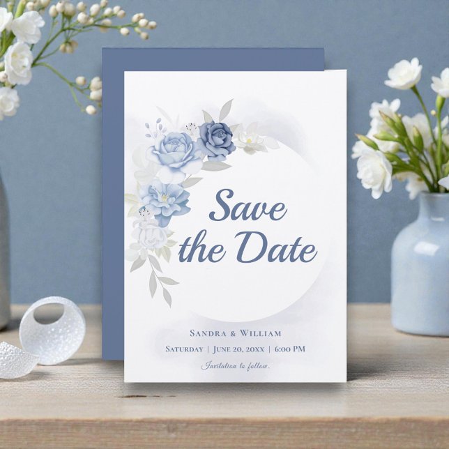 Convite Água-marinha Floral Casamento Save the Date (Criador carregado)
