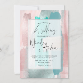 Convite Água PixDezines Aqua, Rosa Dourada