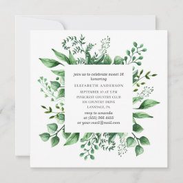 Convite Água verde doce 16. 16° aniversário verde