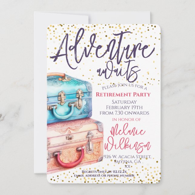 Convite Aguarda Aguardações de Aventura de Suitcase da Par (Frente)