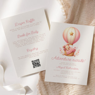 Convite Aguarda Chá de fraldas de Rapariga de Código QR do