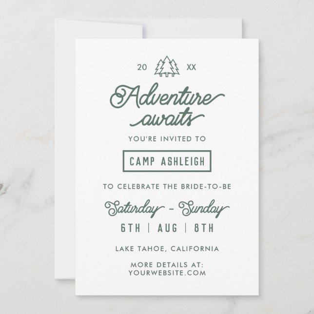 Convite Aguardam Aventura Festa de solteira Camp (Frente)