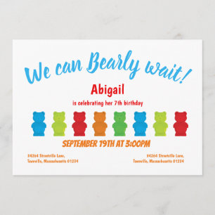 Convite Aguarde Aniversário do Garoto do Urso Gummy