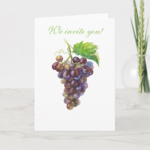 Convite Aguarela de Uvas – Celebração de Degustação de Vin