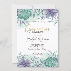 Convite Aguarela Deserto Suculentas Quinceañera