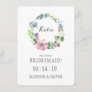 Convite Aguarela floral & dama de honra da borboleta