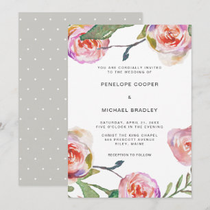 Convite Aguarela floral e pontos que Wedding