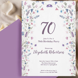 Convite Aguarela Flores Silvestres Aniversário de 70 anos