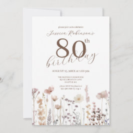 Convite Aguarela Flores Silvestres Octogésimo Aniversário