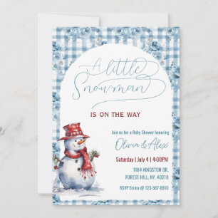 Convite Aguarela Homem de Neve Inverno Menino Baby Shower