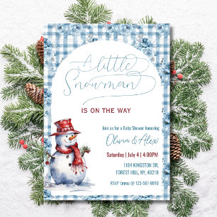 Convite Aguarela Homem de Neve Inverno Menino Baby Shower