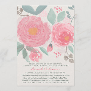 Convite Aguarela pintado mão nupcial ou chá de fraldas