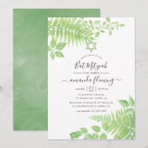 Convite Aguarela Verde Bat Mitzvah