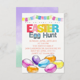 Convite Aguarelas da caça do ovo da páscoa