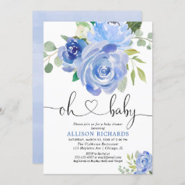 Convite Aguarelas florais do chá de fraldas do menino dos